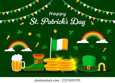 ilustração de fundo feliz do dia de st patrick em design plano