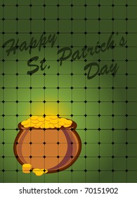 happy st patricks day background with gold coins earthenware