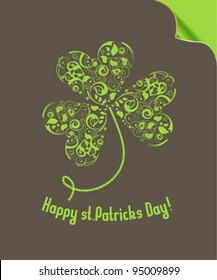 Happy st. Patricks Day background with green  decorative trefoil Background, festive, celebration, holidays, green, trefoil, heart, decorative, o