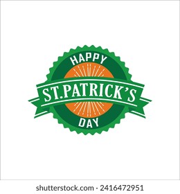 Happy St. Patrick's Day Emblem auf weißem Hintergrund. Alles Gute zum Saint Patrick's Day Grußkartenlabel.