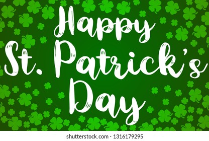 Happy St. Patrick's Day Banner Shamrocks The 4 Leaf Clover Lucky Background Vector