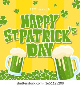 Happy St Patrick's Day Banner Template with Modern Ornament