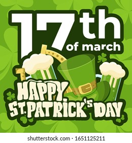 Happy St Patrick's Day Banner Template with Modern Ornament