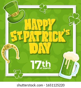 Happy St Patrick's Day Banner Template with Modern Ornament