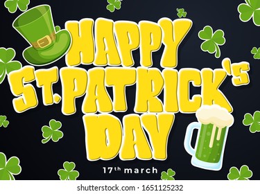 Happy St Patrick's Day Banner Template with Modern Ornament