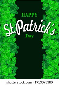 Happy St. Patrick's day banner. Green clover Shamrock background. 