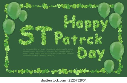 Happy St. Patrick's Day Banner Shamrocks The 4 Leaf Clover Lucky Vector illustrator design template. Simple for the site, shop, magazine promotions. 