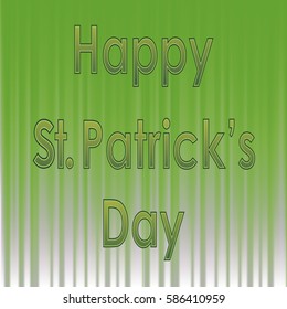 Happy St. Patrick's Day Banner. Green Text on Green Wave Background