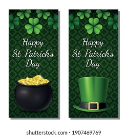 Happy St. Patrick's Day with beer, hat, and golden coins