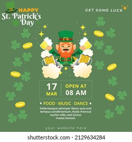  Happy St. Patrick's Day Beer Coin Party Enjoy Illustration Design