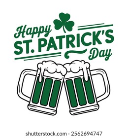 Happy St. Patrick's Day Beer Mugs Illustration