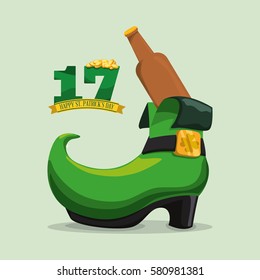 happy st patricks day boot beer and number seventeen vector illustration eps 10
