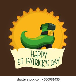 happy st patricks day boot leprechaun badge vector illustration eps 10