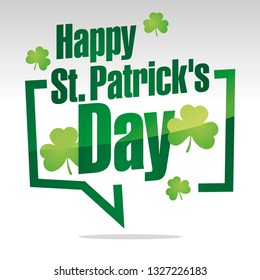 Happy St Patrick's Day in brackets speech green white isolated sticker icon label