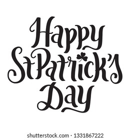HAPPY ST PATRICK'S DAY brush calligraphy banner with shamrock