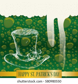 happy st patricks day bubbles green beer hat vector illustration eps 10