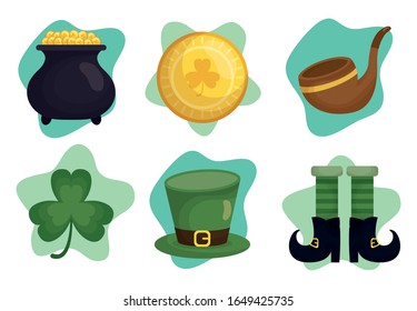 happy st patricks day bundle of icons vector illustration design