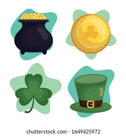 happy st patricks day bundle of icons vector illustration design