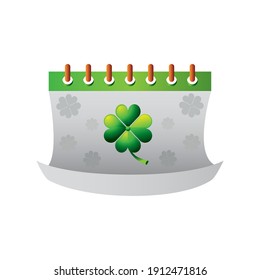 happy st patricks day calendar celebration with clover icon vector illustration
