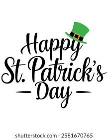 Happy St. Patrick's Day Calligraphy with Green Leprechaun Hat