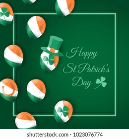 Happy St Patrick's day card with air balloons. Vector illustration.