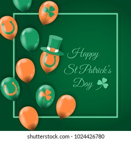 Happy St Patrick's day card with air balloons. Vector illustration.