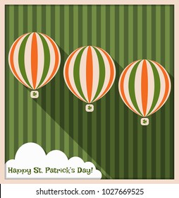 Happy St. Patrick's Day Card With Hot Air Balloons