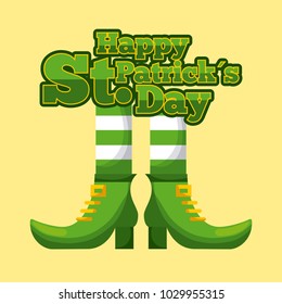 happy st patricks day card with leprechaun legs