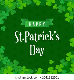 Happy St. Patrick's Day Card vector illustration. Shamrock frame with typography.