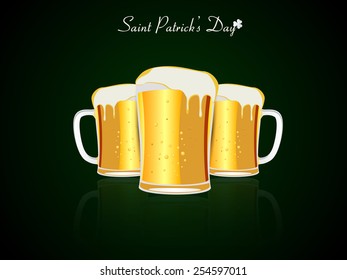 Happy St Patricks day card with beer.