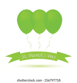 Happy St. Patrick's Day card. Green air balloons and poster