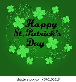 Happy St. Patrick's Day card with clover. Vector
