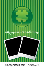Happy St Patrick's Day card vector with two blank picture frame