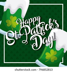 happy st patricks day card greeting beers glass celebration