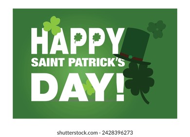 Happy St. Patrick's Day card.Typography composition of St. Patrick's Day.Clover leaves on green background.Vector illustrator design template.