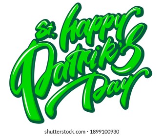 Happy St. Patrick's Day cartoon lettering. Beautiful hand drawn calligraphy.