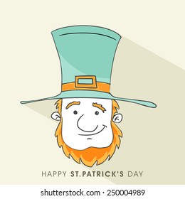 Feliz celebração do Dia de São Patrício com rosto de Leprechaun.