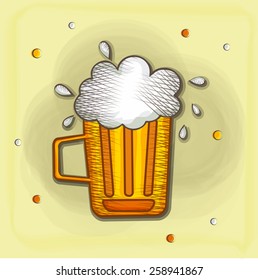 Happy St. Patrick's Day celebration with beer on stylish background.