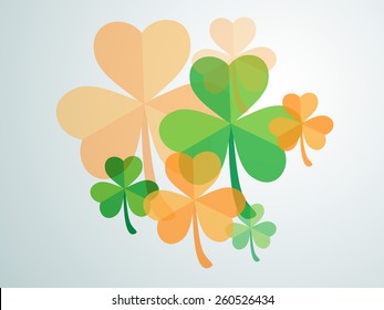 Happy St. Patrick's Day celebration background with shamrock leaves.
