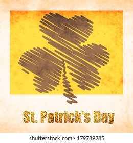 Happy St. Patrick's Day celebrations concept with shamrock leaf on grungy background, can be use as flyer, banner or poster.