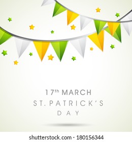 Happy St. Patrick's Day celebrations concept with stylish text on colorful decorated background.