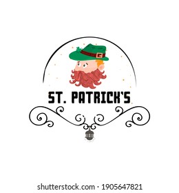 Happy St. Patrick's Day, Character with a beard on a banner.