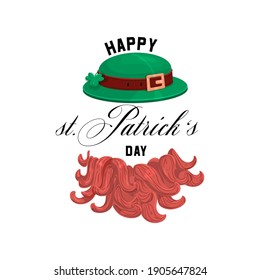 Happy St. Patrick's Day, Character with a beard on a banner.