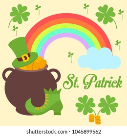 happy st Patrick's day with clover leaves