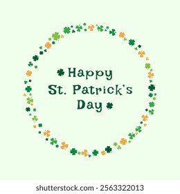 Happy St. Patricks Day. Clover or shamrock leaves. St. Patricks Day background. Vector template for greeting card, flayer, brochure, social media. 