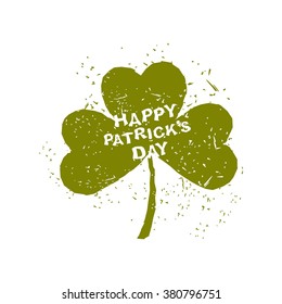 Happy St. Patrick's day. Clover grunge. Logo for national Irish Spring Festival 