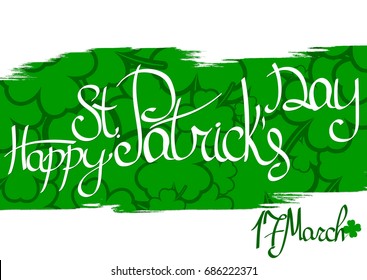 Happy St. Patricks Day, clover poster, greeting card design template, vector illustration
