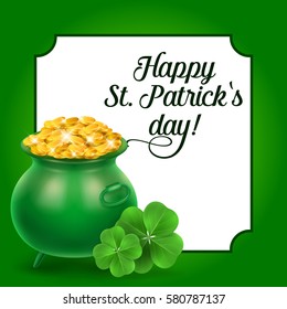 Happy St Patricks Day with coin cauldron