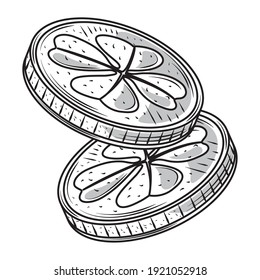 happy st patricks day coins treasure icon sketch isolated vector illustration