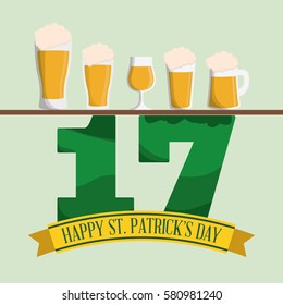 happy st patricks day collection glass beers vector illustration eps 10